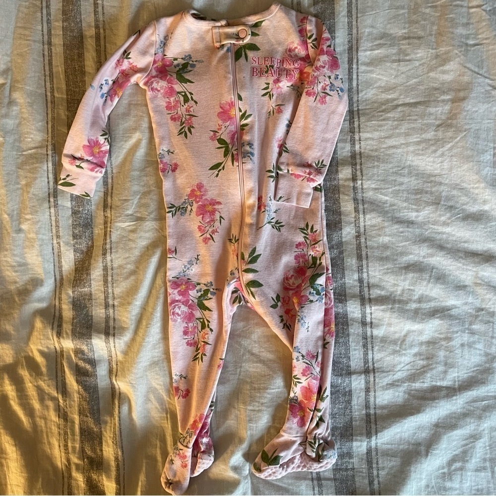 The Children’s Place | Pink Floral Zippered Footie Pj | 6-9 mo